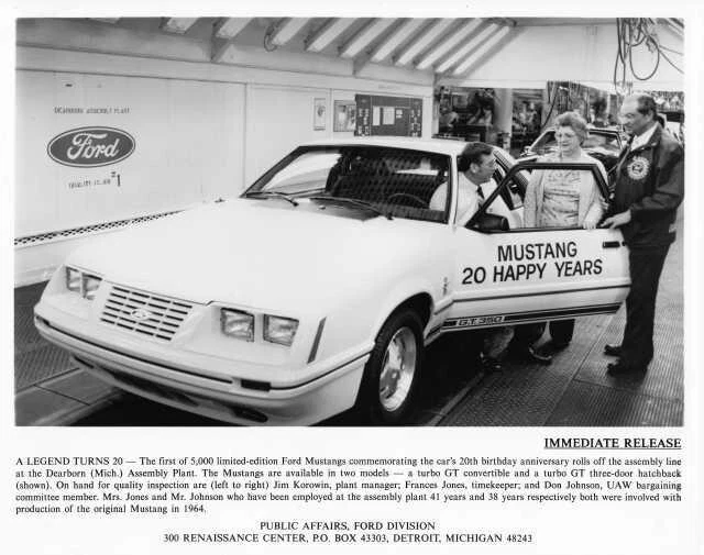 1984 Ford Mustang 20th Anniversary Limited Edition Press Photo 0381 - Image 1 of 1