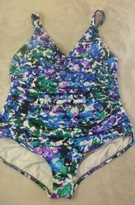 CROFT & BARROW SWIMSUIT Womens Size 20 1-piece Blue Purple Green - Picture 1 of 7