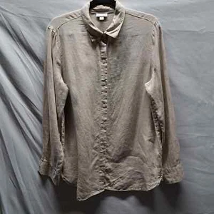J. Jill Love linen bouton farine d'avoine à collier haut manches longues Sm Missy - Photo 1/5