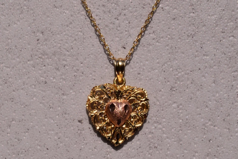 Beverly Hills Gold Signed Two Tone Heart Pendant - Image 1 of 1