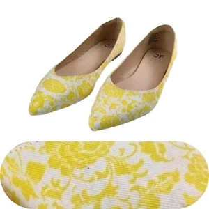 JF Amanda Floral Paisley pointed Toe Woman Slip On Shoe Size 9 - Yellow & White - Picture 1 of 11