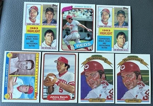 1980’s Johnny Bench Card LOT 7 Baseball Cincinnati Reds HOF Topps Fleer Donruss - Picture 1 of 2
