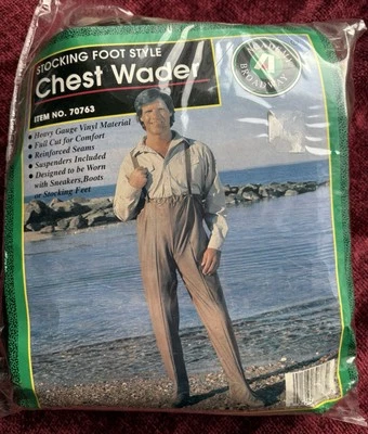 Academy Broadway Men's L Stocking Foot Chest Wader Suspenders Waterproof Waders - Image 1 of 2