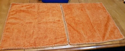 2 Fundas de Almohada/Fundas de Almohada Naranja Chenilla con Borde Tostado Puntada 16x16 Cremallera En Foto 1 de 4