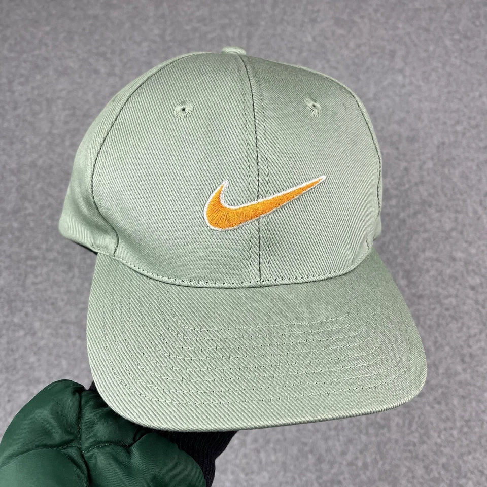 Vintage 90s Nike Hat Mint Green Orange Swoosh Snapback Spellout Tour Turquoise - Image 1 of 4