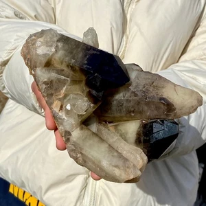 2.5LB  Natural Tea black Crystal quartz Cluster Mineral Specimen Healing reiki - Picture 1 of 14