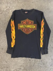 Vintage 80/90s Harley Davidson Long Sleeve Thermo Shirt Men’s XL Graphic Flames - Bild 1 von 9
