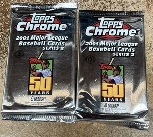 2001 Topps Chrome Series 2 Hobby Baseball Sealed Pack Pujols RC Lot Of 2 - Picture 1 of 2