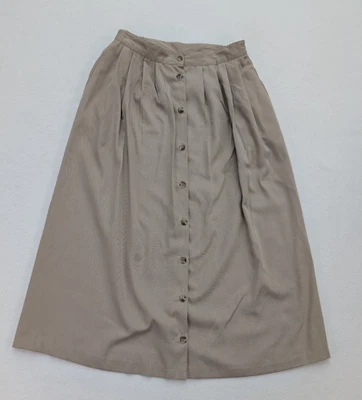 Briggs New York Women's Skirt Size 10 Midi Maxi Khaki Beige A-Line Button-Front - Image 1 of 4