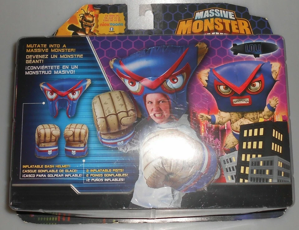 Massive Monster Mayhem 充气 Bash 头盔和手套 全新 未拆封 NickToons — 第 1/2 张图片