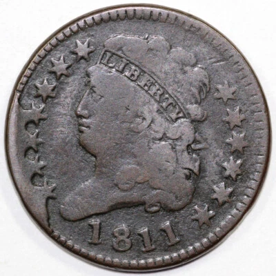 Medio centavo cabeza clásica 1811 1/2c C-1 *Ex; pilas 6-8 de enero de 1994* Foto 1 de 2