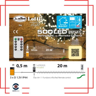 LOTTI Catena luci natale batteria 500 led con controller no off e 11 funzioni