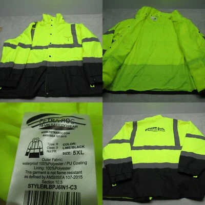 Petra Roc Hi Vis Safety Jacket Mens 5XL Lime Black Waterproof Reflective Rain - Image 1 of 4