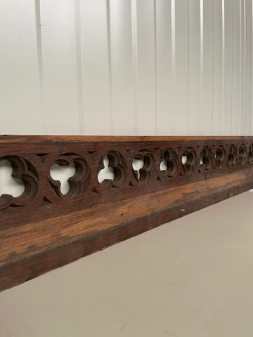 Large Antique Gothic Carved Tracery panel in wood circa 1900 - 39 inch wide Cover