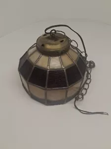 Vintage Glass panel Hanging Pool Bar Light Brown/Beige 8×10 - Picture 1 of 6
