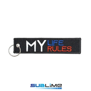 Stoff Schlüsselanhänger MY LIFE RULES Schlüsselanhänger Schlüsselband Motorrad Keyring Keytag - Bild 1 von 5