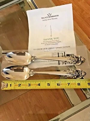 X2 Wallace colher de sopa de prata esterlina 8,5 polegadas "grande padrão barroco 1941 - Imagem 1 de 4