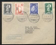 ICELAND 1940 World's Fair Ovpt set FDC sent to Scotland, VF, Facit $600.00