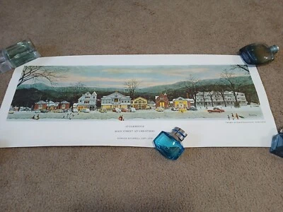 Impresión litográfica Norman Rockwell Stockbridge Main Street en Navidad 1967 LEER  Foto 1 de 4