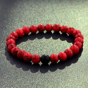 8mm Stone Red Turquoise Onyx Healing Beads Stretch Charm Bracelets For Women Men - Picture 1 of 12