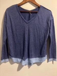 Poof Top Blue Two-Tone Color Shirt for Girls Adjustable 3/4 Sleeve Small - Picture 1 of 7