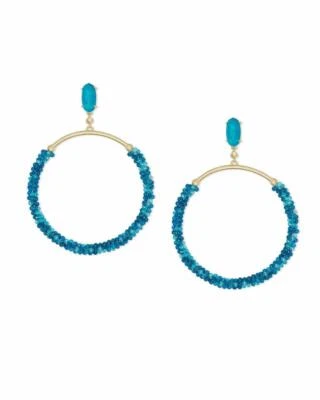 💖🌟NWT Kendra Scott Russel Hoop Earrings in Teal Agate 🌟💖 - Image 1 of 4
