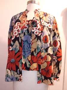 Vintage 70's Christian Dior Cotton floral blouse with cami top sz 4 - Picture 1 of 7