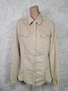Roper Women's Shirt Size M Faux Suede Long Sleeve Snap Button Down Tan Western D - Picture 1 of 9