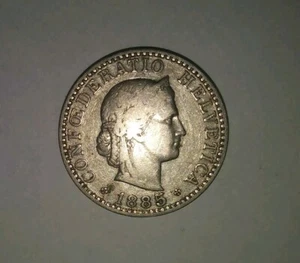1885-B SUIZA 20 RAPEN CU-NI MONEDA GATO. NO. KM-29, EN MUY BUEN ESTADO - Imagen 1 de 3