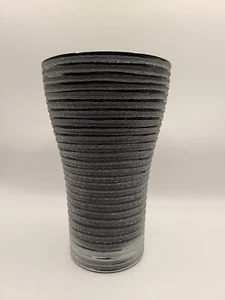 Leonardo German Postmodern Glass Vase Ribbed Striped Black 7" - Picture 1 of 12