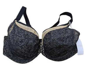 Elomi BLACK Plus Size Sadie Underwire Balcony Bra, US 42H, UK 42FF - Picture 1 of 1