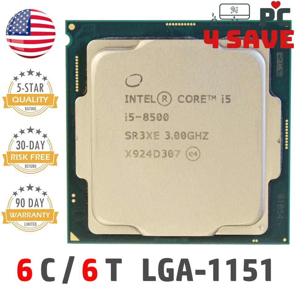 Intel 8th Gen Core i5-8500 SR3XE 3.0GHz (Turbo 4.1GHz) 6-Core 9MB LGA-1151 CPU - Image 1 of 1