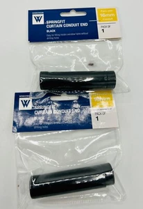 2 X Windoware 16mm Black Curtain Conduit Springfit End - New/Sealed - Picture 1 of 3