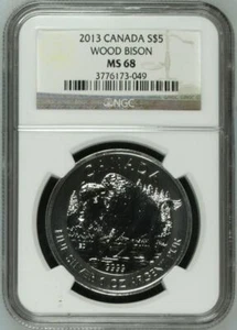2013 Canada $5 1 Oz .9999 Wildlife Series Wood Bison NGC MS68 - Milk Spot - Picture 1 of 2