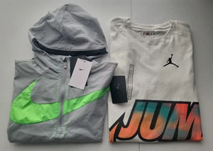 Nike Boys Basketball 1/2 Zip Jacket Plus Air Jordan Wrapped Logo T Shirt Sz L - Picture 1 of 9