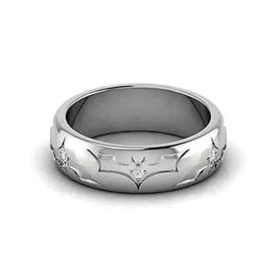 Anillo de boda para hombre de oro blanco de 14 k con diamantes creados en laboratorio de 0,40 quilates sobre Batman Foto 1 de 4