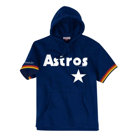 NWT Mitchell & Ness Houston Astros Men's French Terry Short Sleeve Hoodie $85 Cover