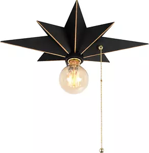 16 inch Flush Mount Ceiling Light with Pull Chain On/Off Switch Industrial Black - Picture 1 of 11