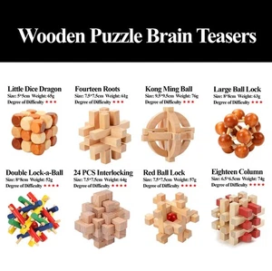 Neu Knobelspiel Holz ineinandergreifende Puzzles Spielzeug Intelligenz Spiel Logik 8er Set - Bild 1 von 6