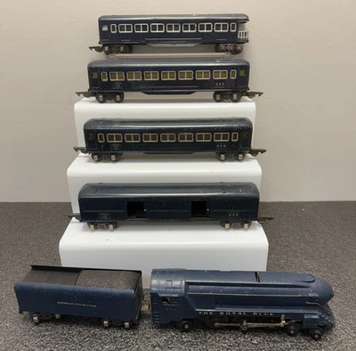 American Flyer Pre-War O Scale 556 Royal Blue Passenger Set w/555-Tender - DNR - Image 1 of 4