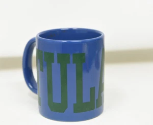 Tulane Collectible RARE!! Ceramic Blue Coffee Mug - Green Wave - Picture 1 of 9