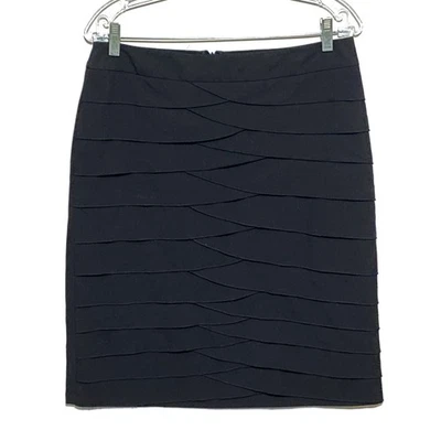 Falda negra Larry Levine para mujer 8 niveles pétalos abertura trasera carrera oficina elegante Foto 1 de 4