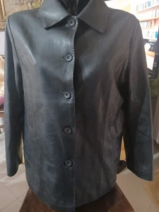 Giacca cappotto pelle donna colore nero taglia L cod. CC0184 - Imagen 1 de 6