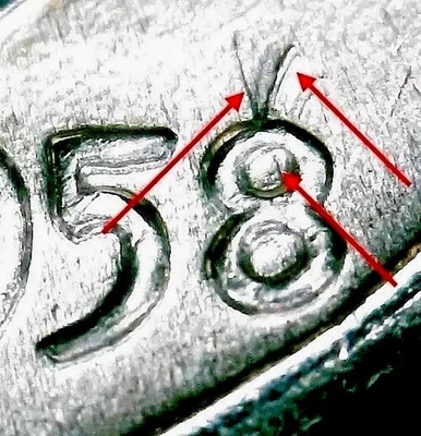 1958 D Roosevelt Silver Dime Mint Error Coin Struck Through Wire Brush Retained - Image 1 of 3