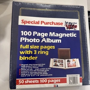 VTG Blue Photo Album 100 Fast-Stick Pages FACTORY SEALED 1990's - Picture 1 of 6