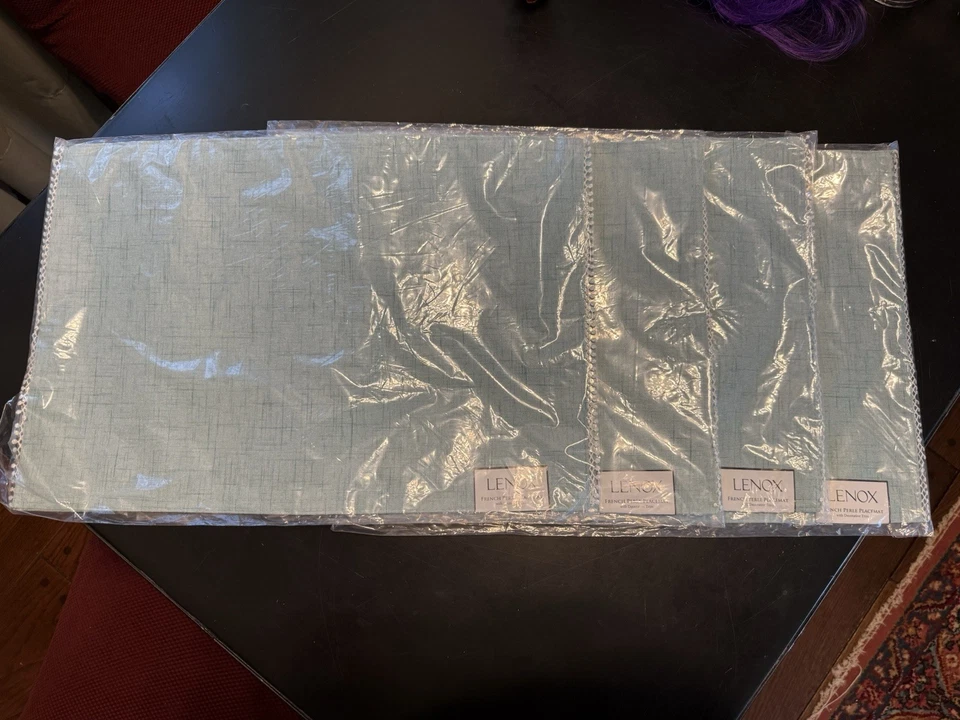 Lenox French Perle Set 4 Placemats Ice Blue -New Never Used - Image 1 of 4