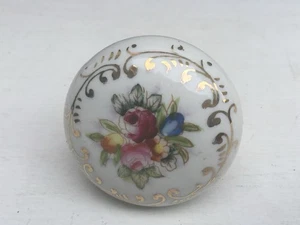 Antiguo pomo de puerta único de porcelana estilo francés - diseño floral pintado a mano - Imagen 1 de 6