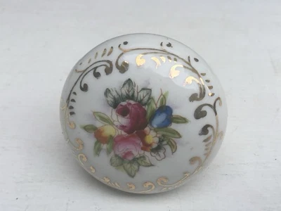 Antique French Style Porcelain Single Doorknob-Hand Painted Floral Design - Image 1 of 4
