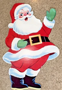 VTG Die Cut 24” X 19” Waving Santa, Marked As Shown - Picture 1 of 8