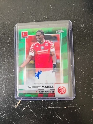 2020-21 Topps Chrome Bundesliga Green Refractor 68/99 Jean-Philippe Mateta Auto - Image 1 of 2